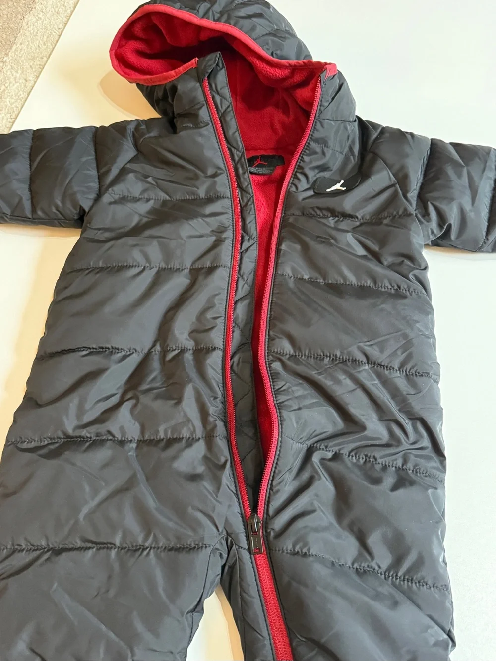 Jordan Jumpman Baby Snow Suit  Black with Red Trim- 18 months
